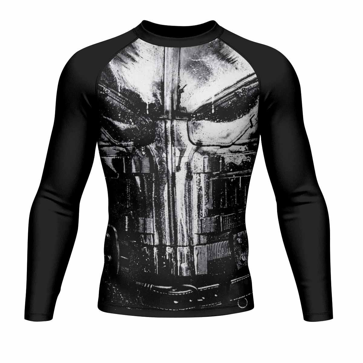 The Punisher War Mask Men's Rash Guard Long Sleeve - front view mockup