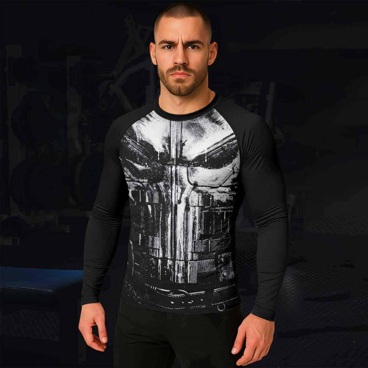 The Punisher War Mask Men's Rash Guard Long Sleeve - lifestyle view