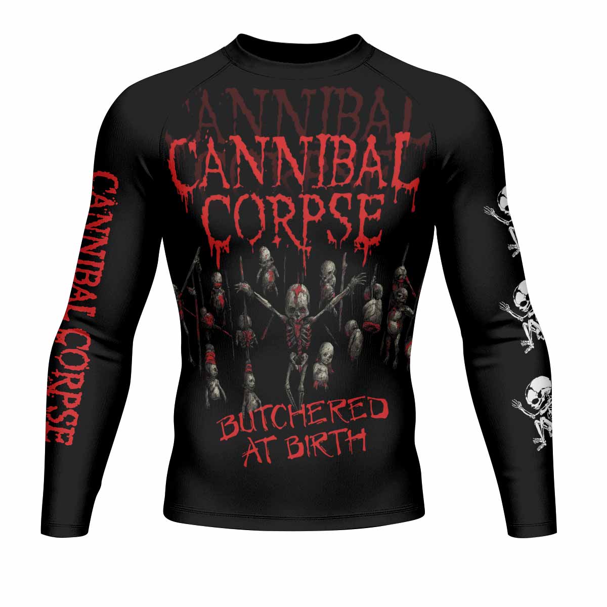 Cannibal Corpse Butchered at Birth Men's Rash Guard Long Sleeve - front view mockup