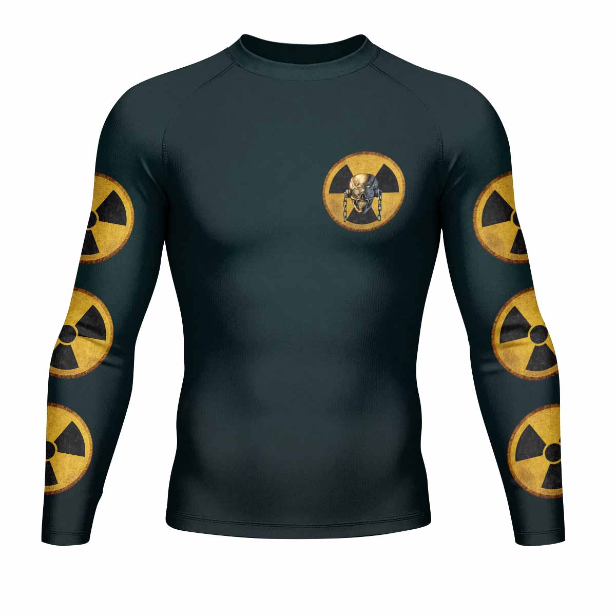 Megadeth Nuclear Skull Men's Rash Guard Long Sleeve - front view mockup