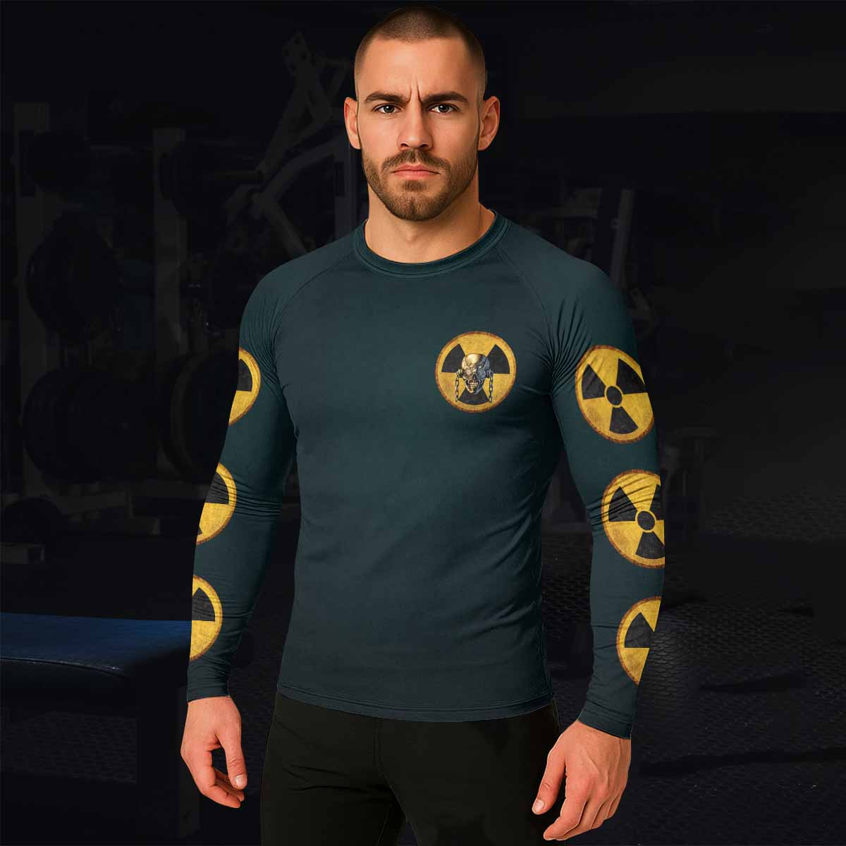 Megadeth Nuclear Skull Men's Rash Guard Long Sleeve - lifestyle view