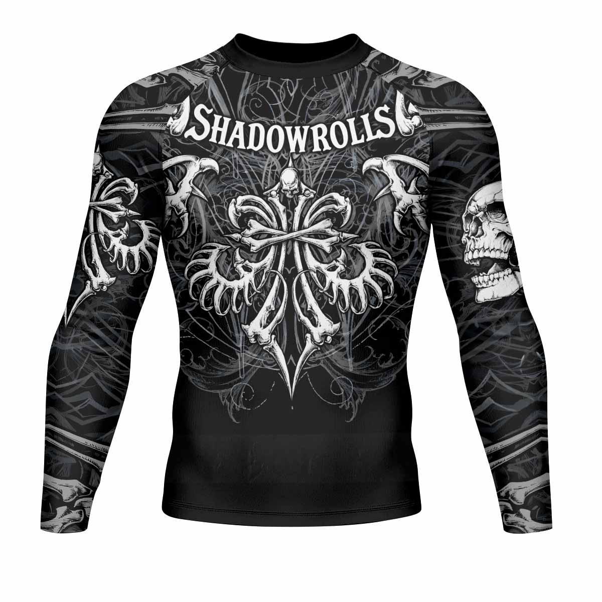 Shadowrolls Skull Cross Men's Rash Guard Long Sleeve - front view mockup