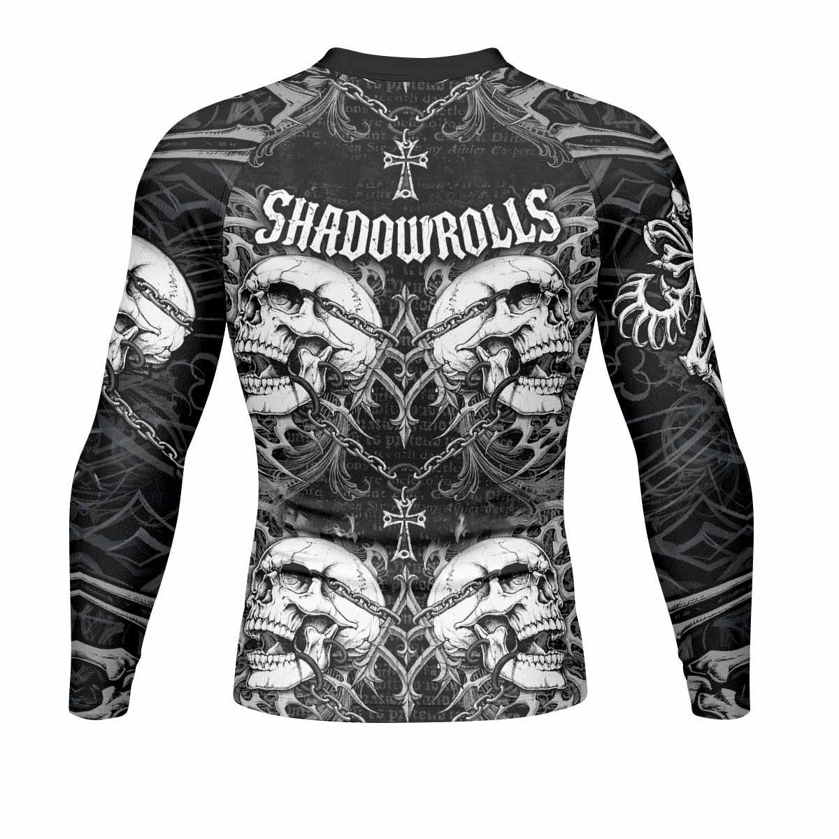 Shadowrolls Skull Cross Men's Rash Guard Long Sleeve - back view mockup