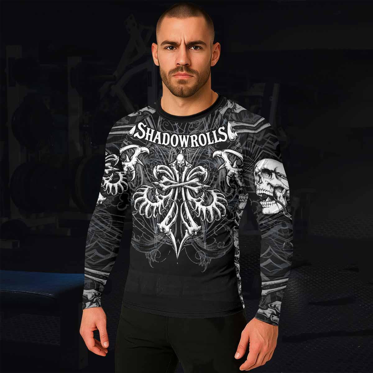 Shadowrolls Skull Cross Men's Rash Guard Long Sleeve - lifestyle view