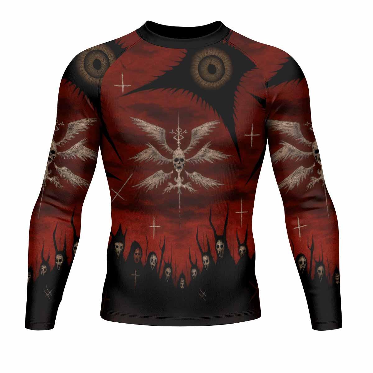 Occult Fallen Seraph Ritual Men's Rash Guard Long Sleeve - front view mockup