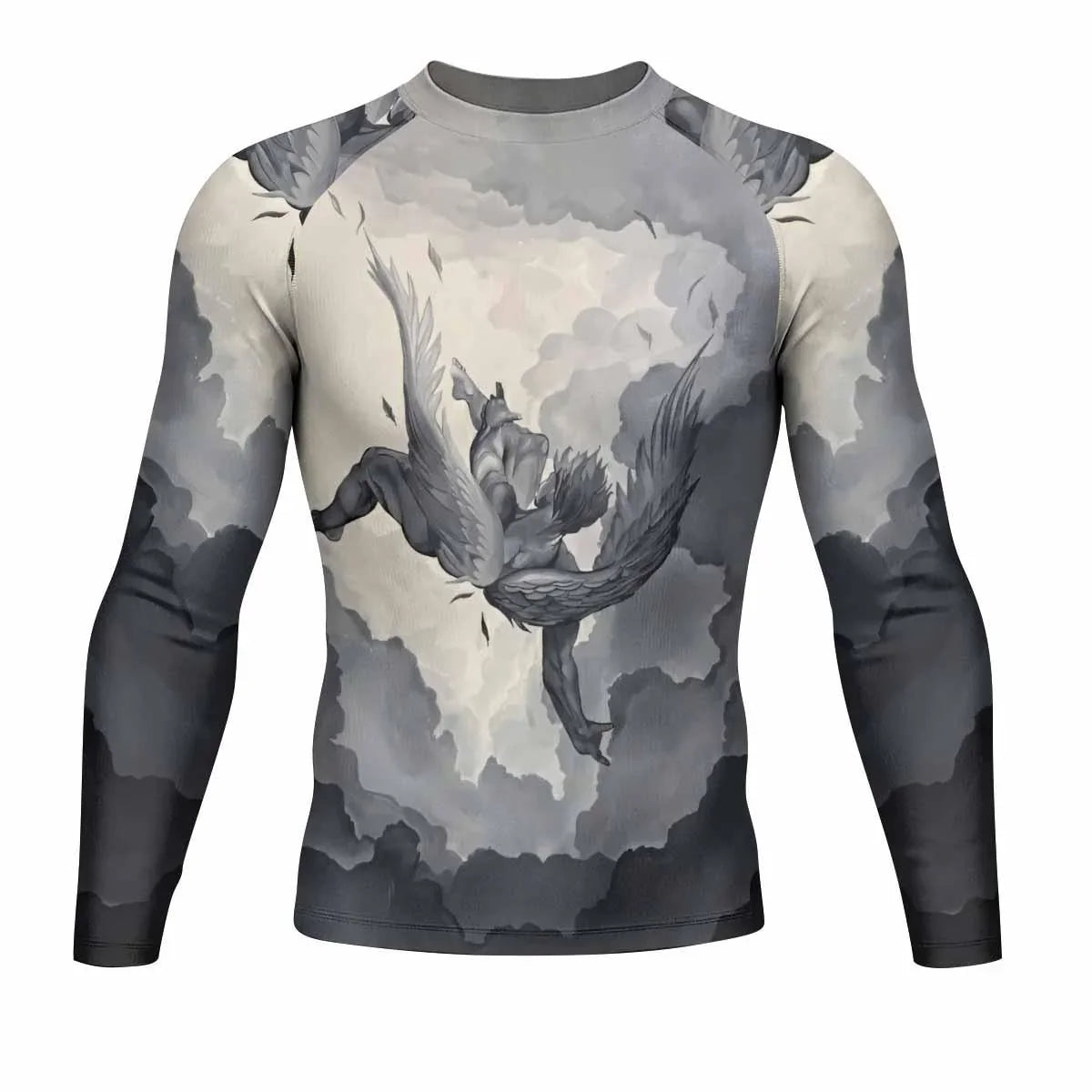 Icarus Too Close To The Sun Men's Rash Guard Long Sleeve - front view mockup