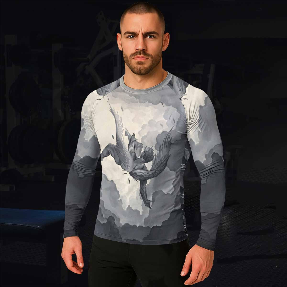Icarus Too Close To The Sun Men's Rash Guard Long Sleeve - lifestyle view