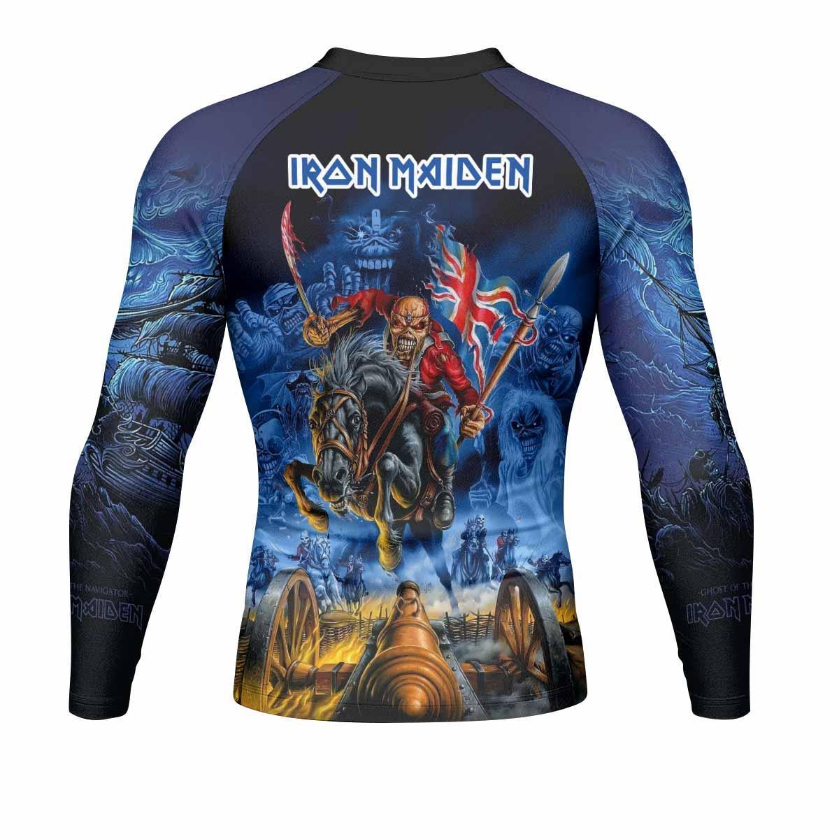 Iron Maiden England Flag Men's Rash Guard Long Sleeve - back view mockup