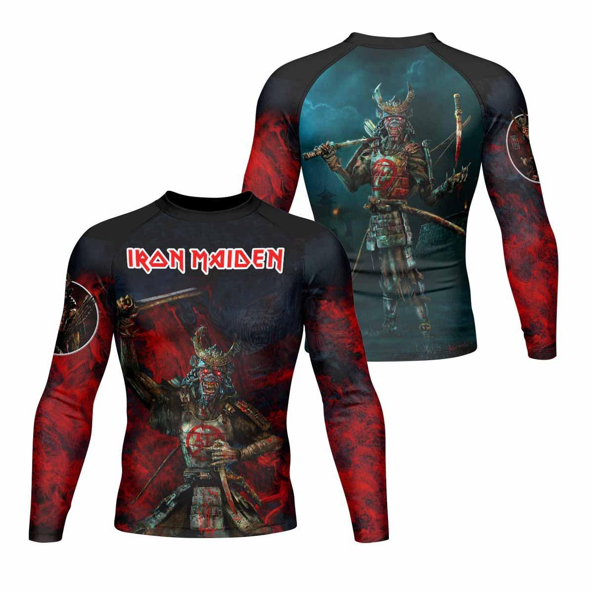 Iron Maiden Senjutsu Men's Rash Guard Long Sleeve - front and back view