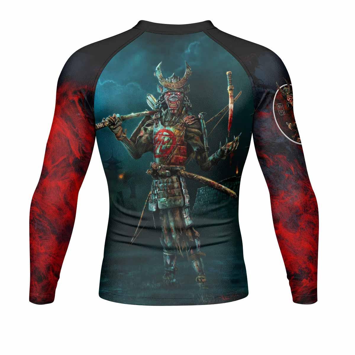 Iron Maiden Senjutsu Men's Rash Guard Long Sleeve - back view mockup