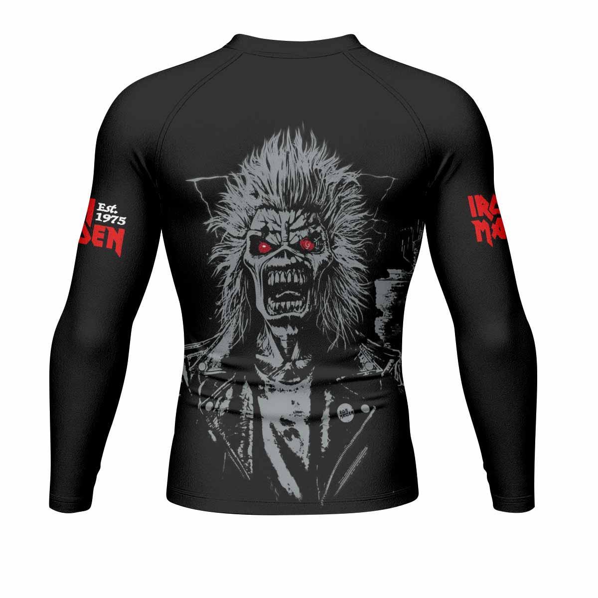 Iron Maiden Eddie the Head Men's Rash Guard Long Sleeve - back view mockup