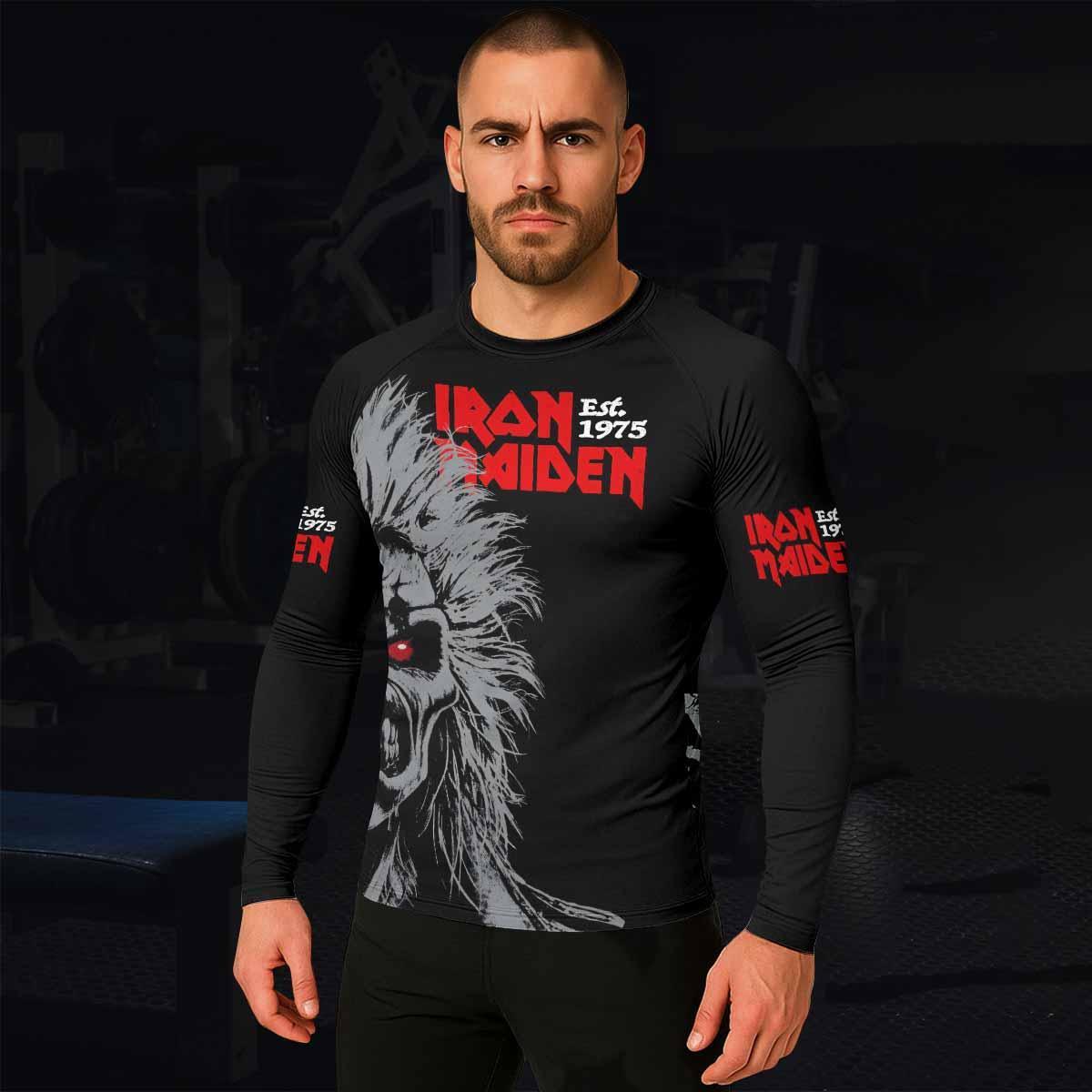 Iron Maiden Eddie the Head Men's Rash Guard Long Sleeve - lifestyle view