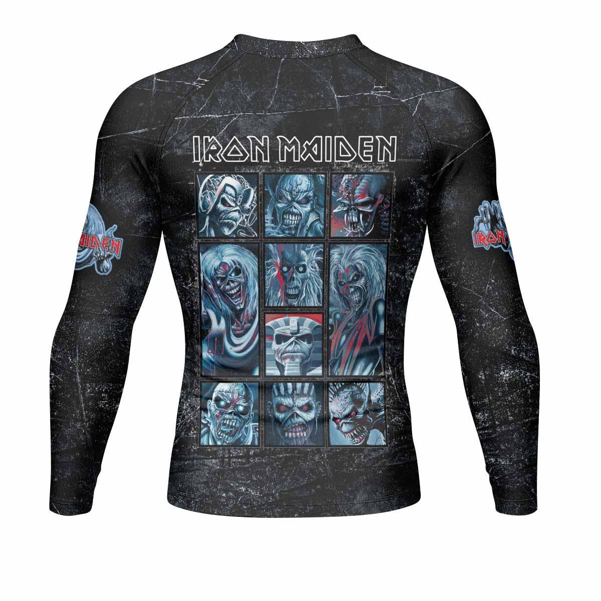 Iron Maiden The Ten Eddies Men's Rash Guard Long Sleeve - back view mockup