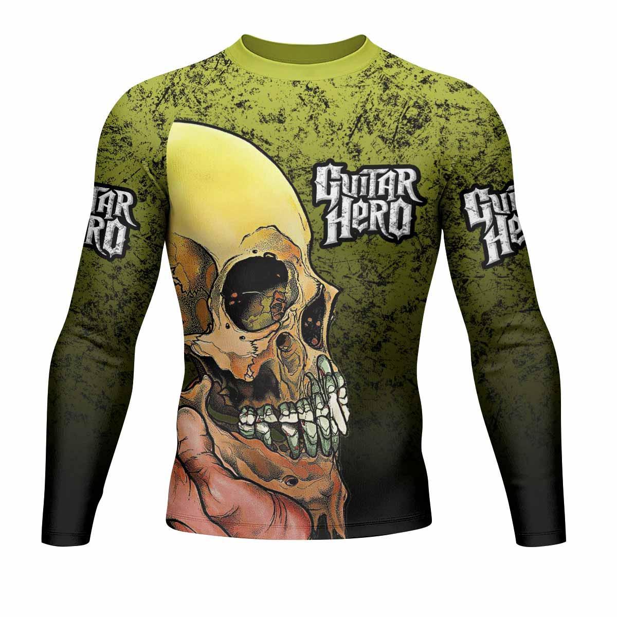 Guitar Hero Skull Men's Rash Guard Long Sleeve - front view mockup