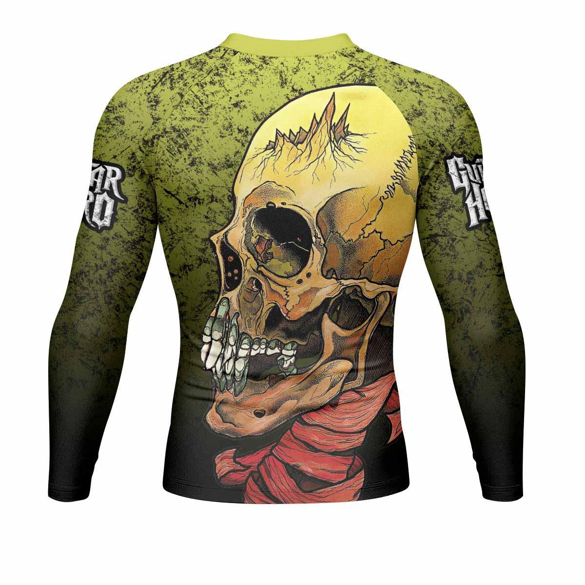 Guitar Hero Skull Men's Rash Guard Long Sleeve - back view mockup