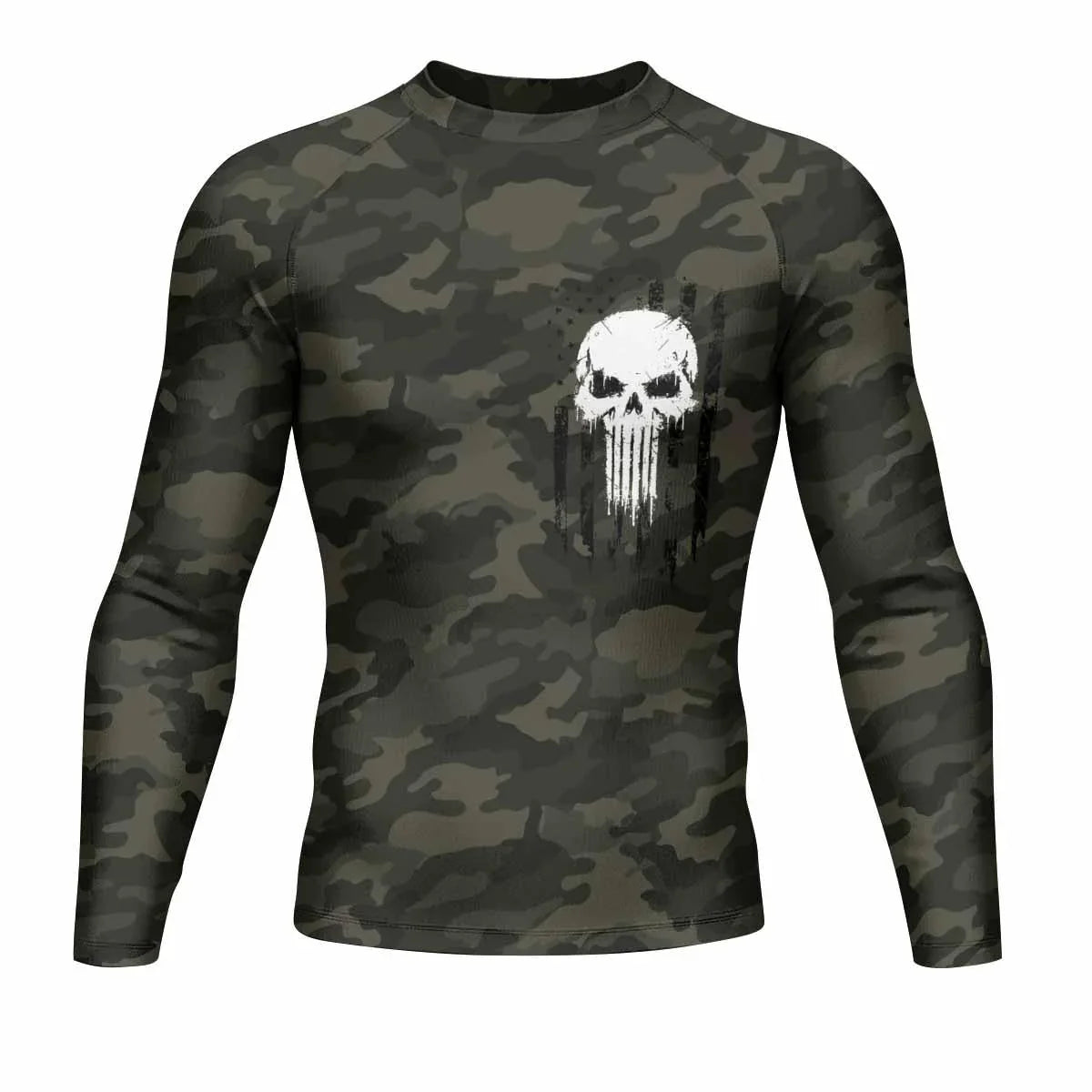 The Punisher Skull We The People Men's Rash Guard Long Sleeve - front view mockup