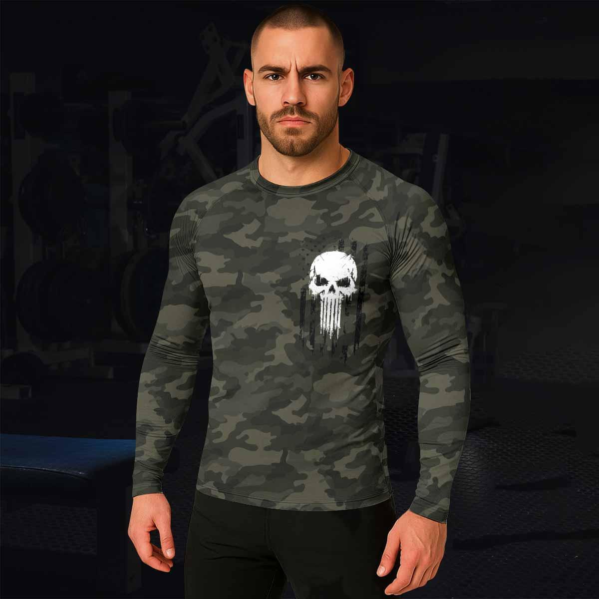 The Punisher Skull We The People Men's Rash Guard Long Sleeve - lifestyle view
