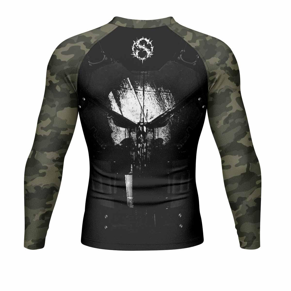 The Punisher Skull Camouflage Men's Rash Guard Long Sleeve - back view mockup