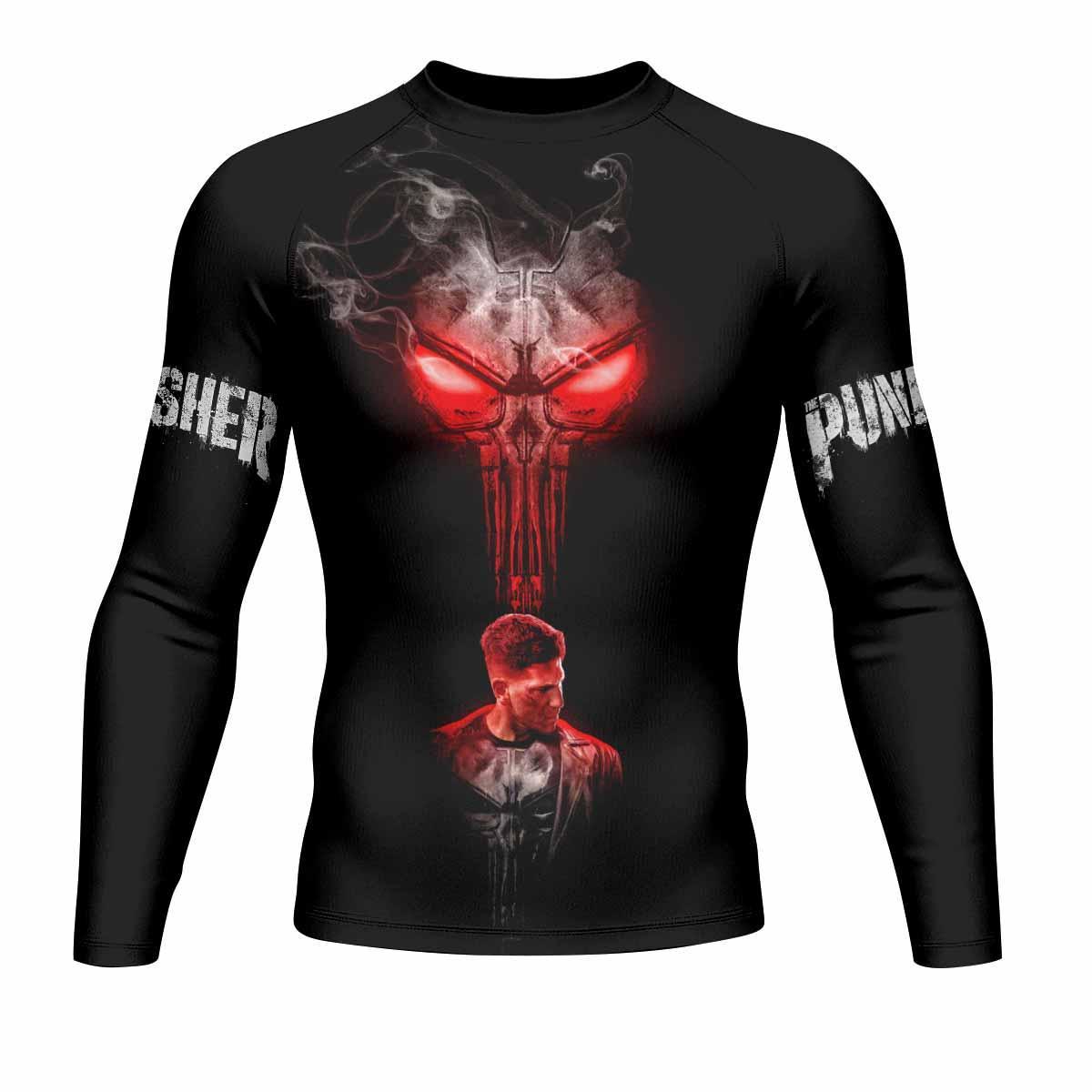 The Punisher Skull Frank Castle Men's Rash Guard Long Sleeve - front view mockup