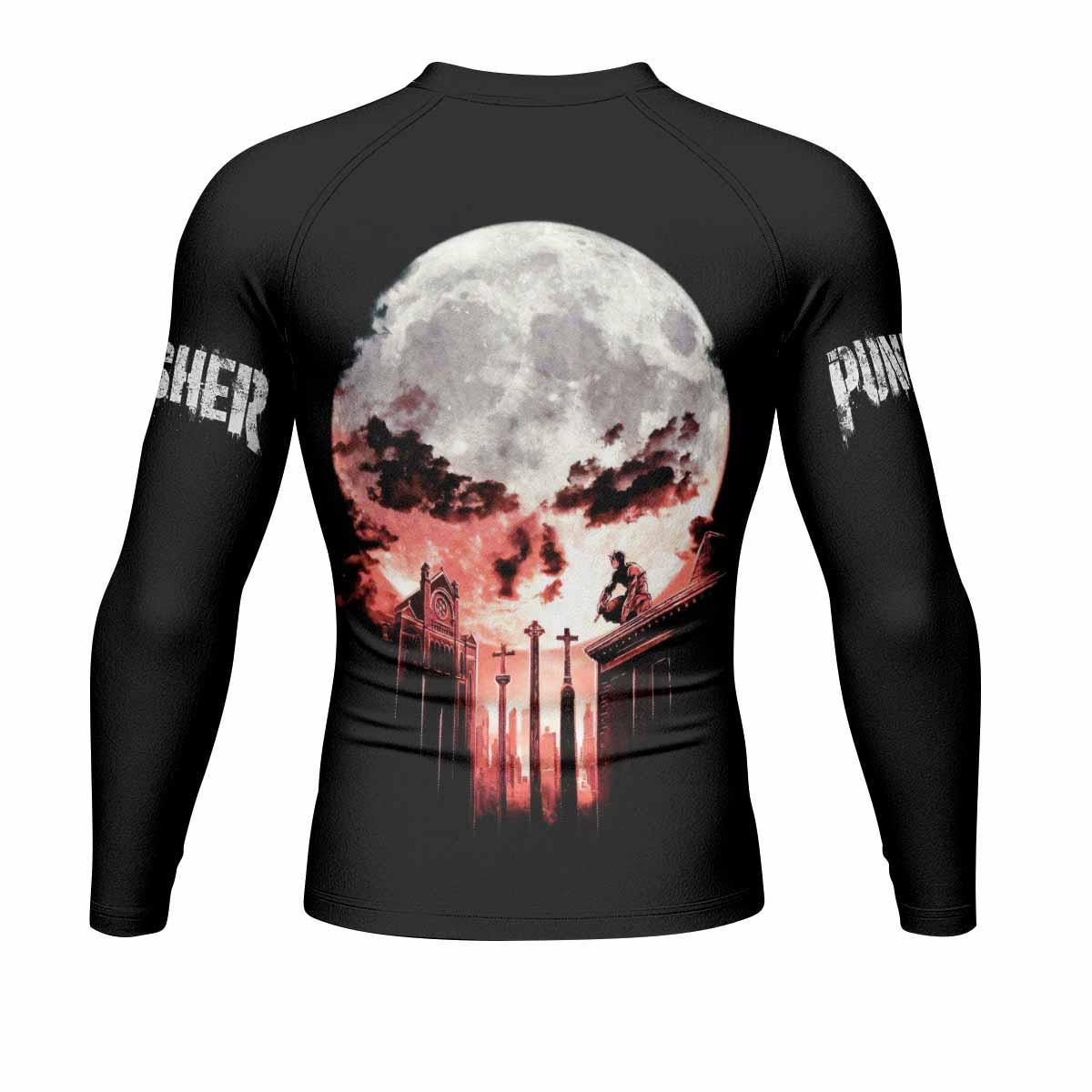 The Punisher Skull Frank Castle Men's Rash Guard Long Sleeve - back view mockup