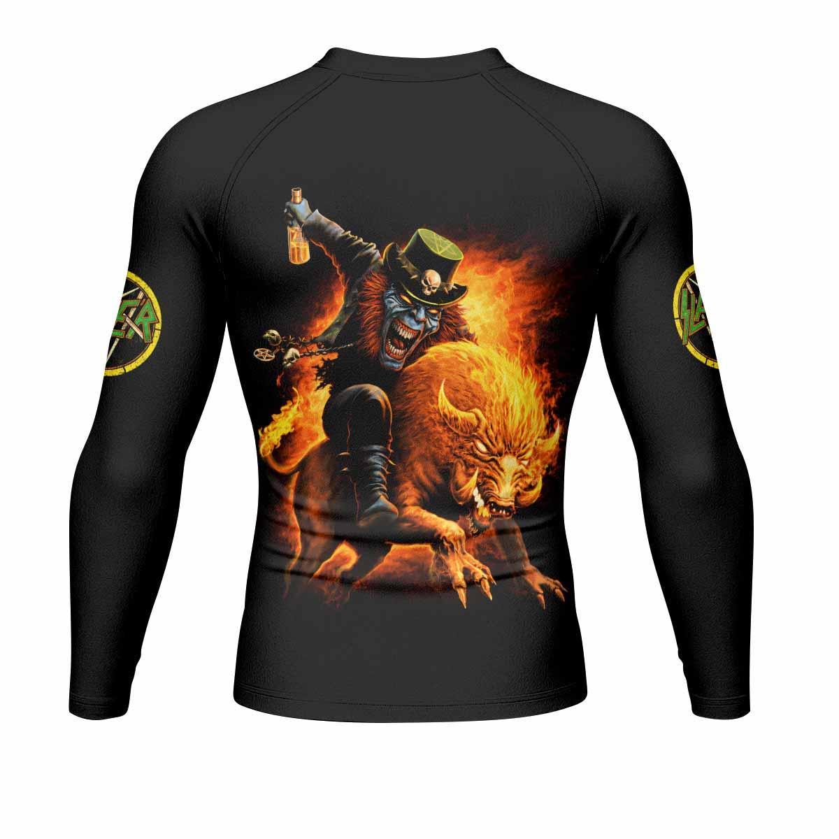 Slayer Hellfire Demon Men's Rash Guard Long Sleeve - back view mockup