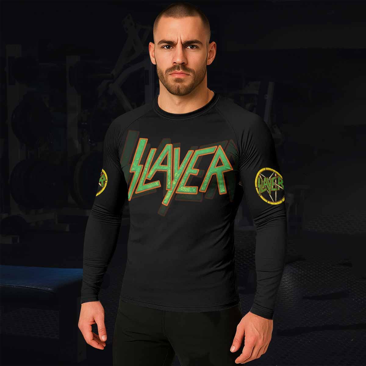 Slayer Hellfire Demon Men's Rash Guard Long Sleeve - lifestyle view