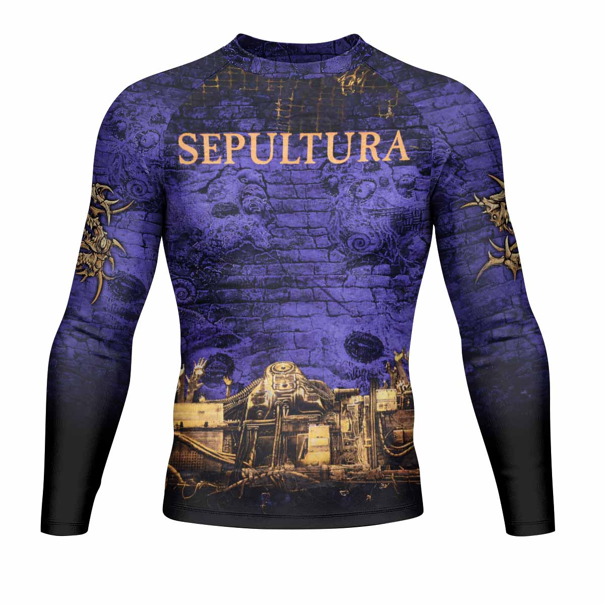 Sepultura Chaos A.D 90s Men's Rash Guard Long Sleeve - front view mockup