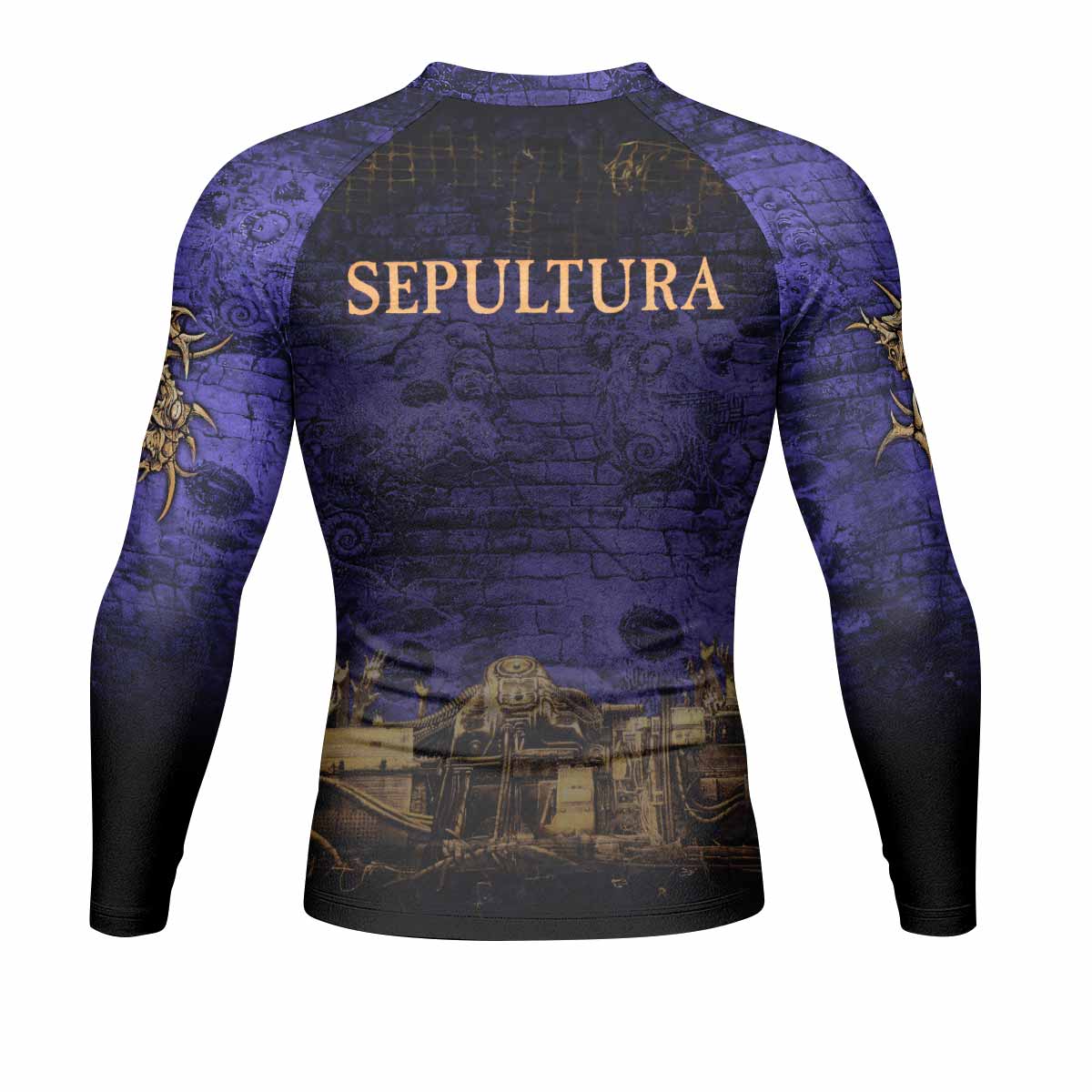 Sepultura Chaos A.D 90s Men's Rash Guard Long Sleeve - back view mockup