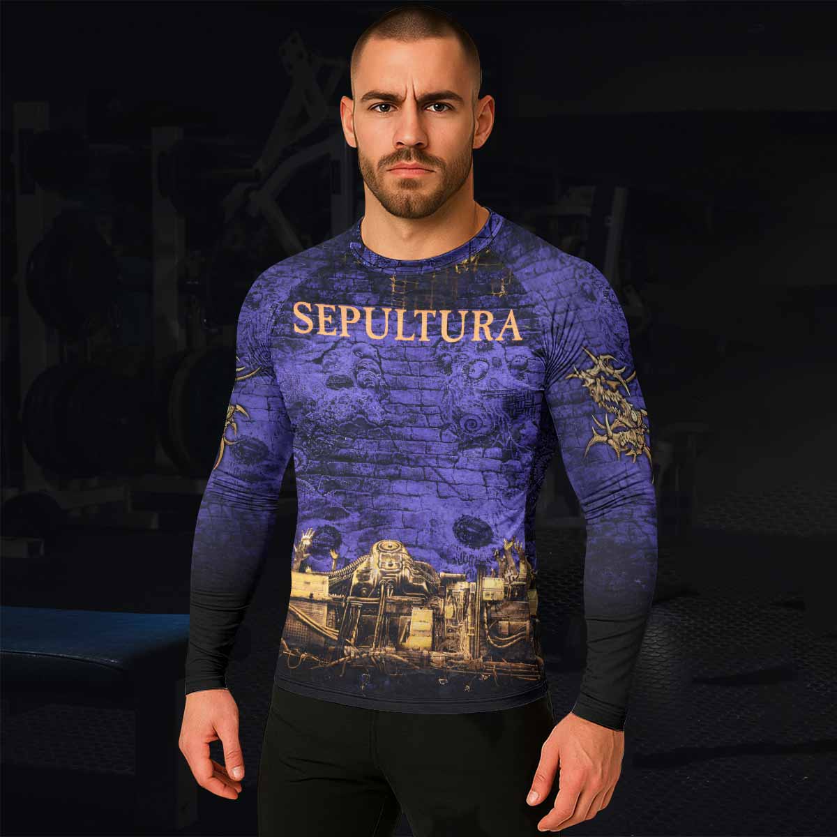 Sepultura Chaos A.D 90s Men's Rash Guard Long Sleeve - lifestyle view