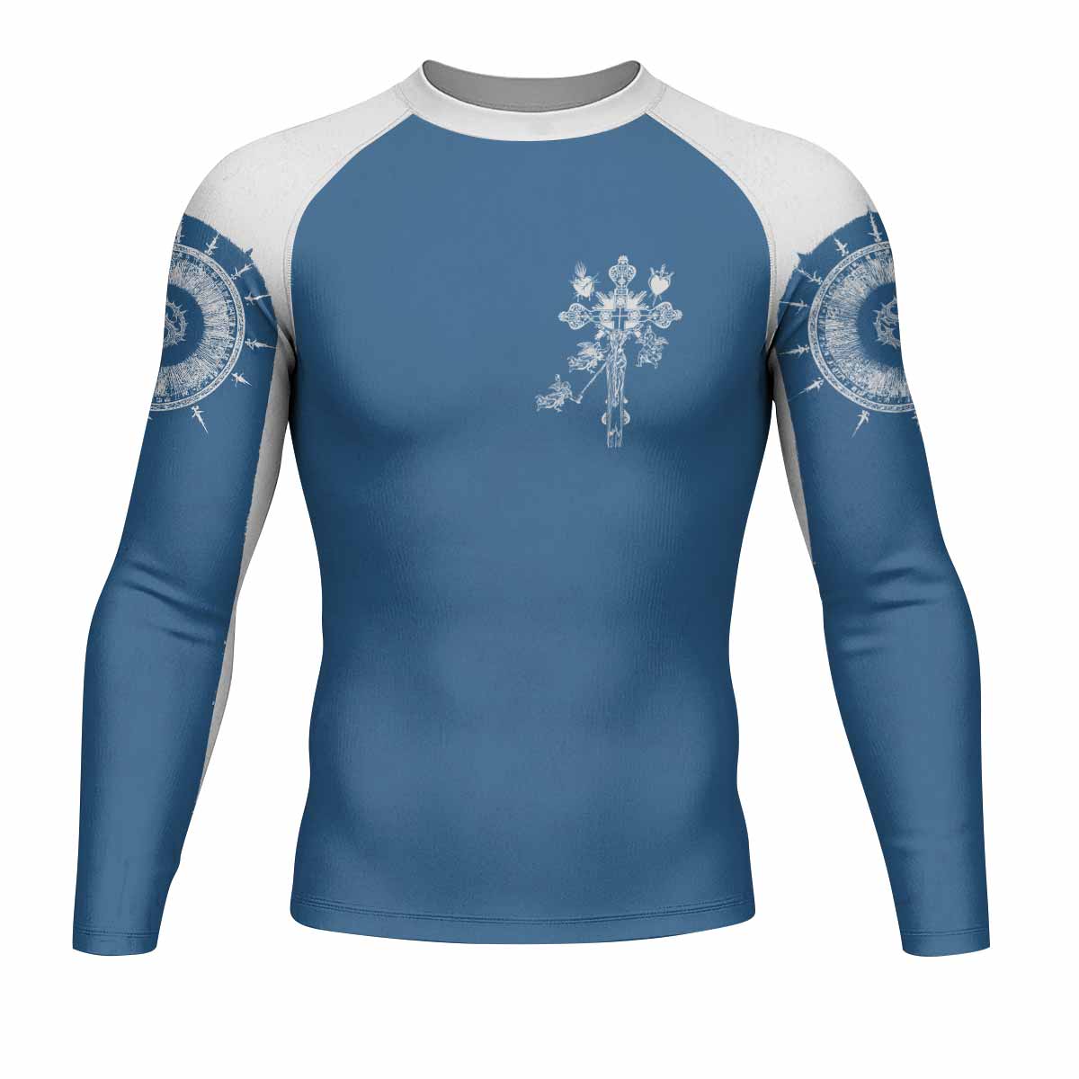 Our Lady of Sorrows Men's Rash Guard Long Sleeve - front view mockup