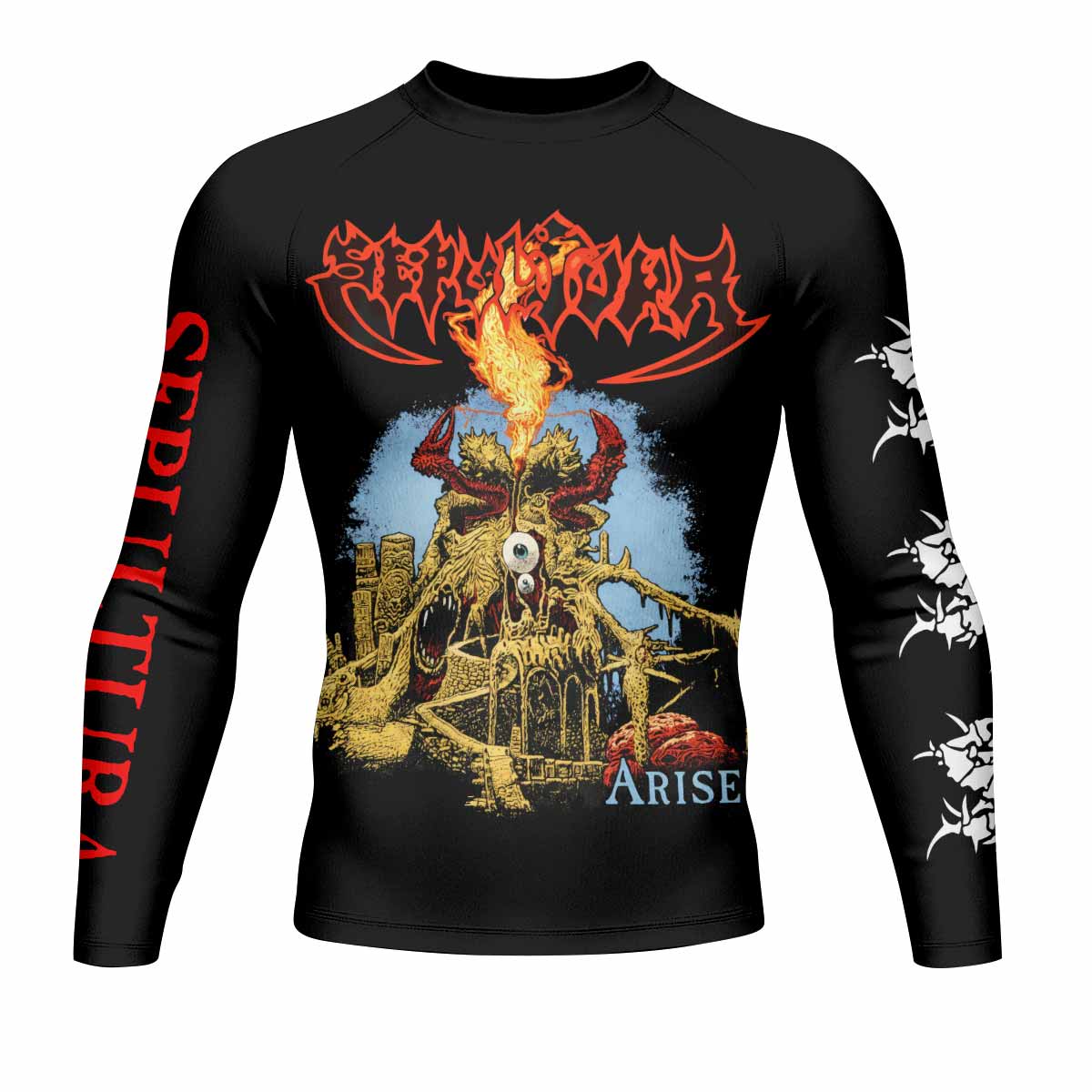 Sepultura Arise Men's Rash Guard Long Sleeve - front view mockup
