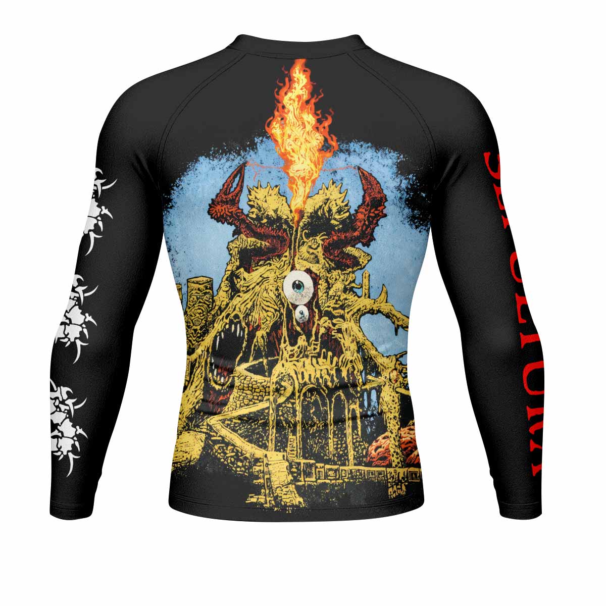 Sepultura Arise Men's Rash Guard Long Sleeve - back view mockup
