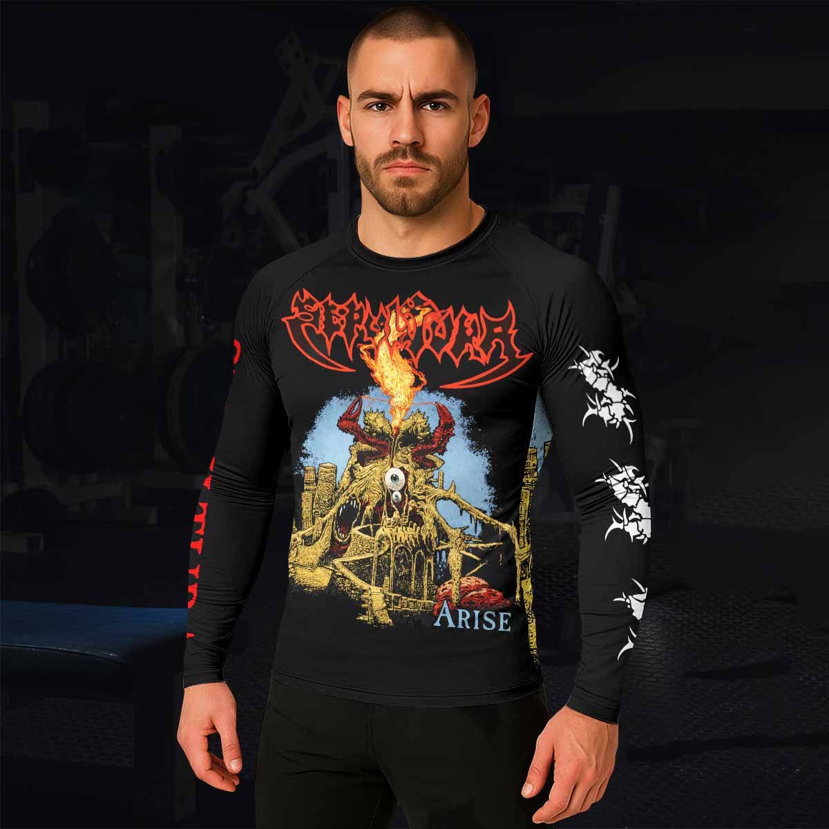 Sepultura Arise Men's Rash Guard Long Sleeve - lifestyle view