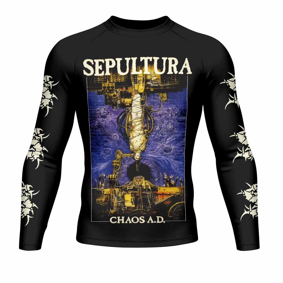 Sepultura Chaos A.D Men's Rash Guard Long Sleeve - front view mockup