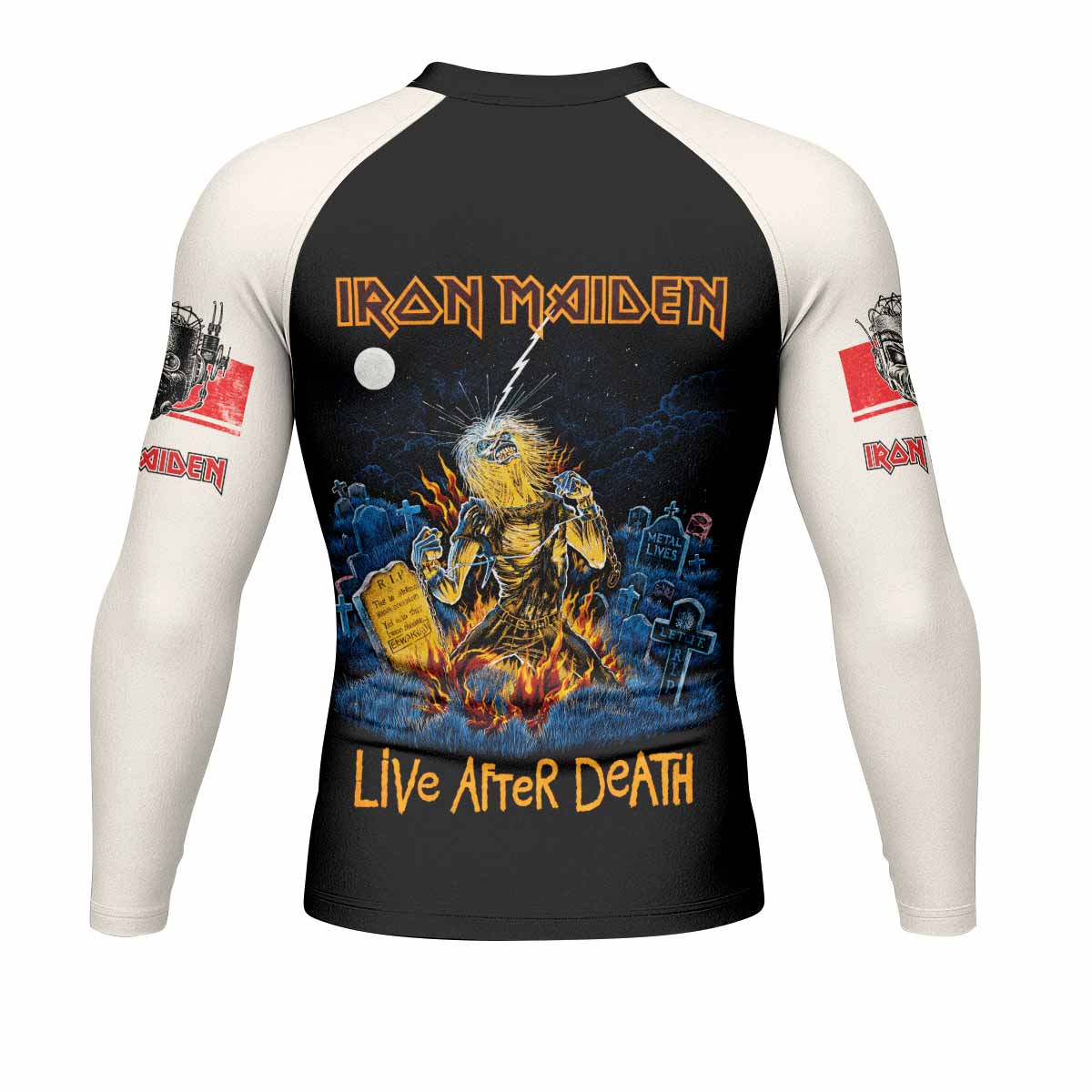 Iron Maiden Live After Death Men's Rash Guard Long Sleeve - back view mockup