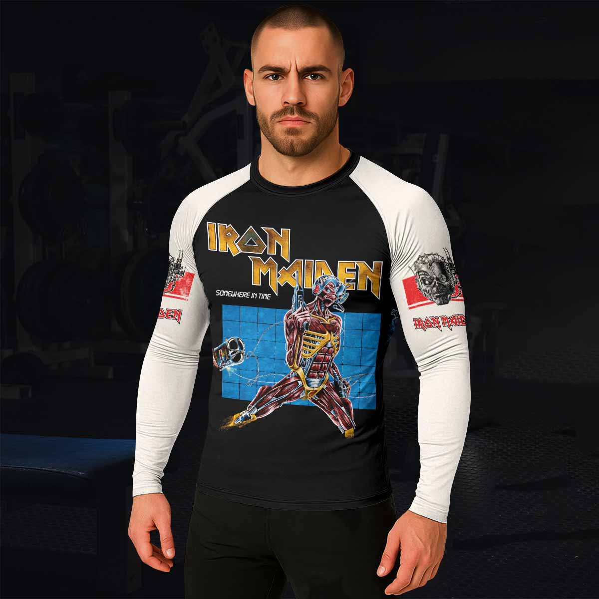 Iron Maiden Live After Death Men's Rash Guard Long Sleeve - lifestyle view