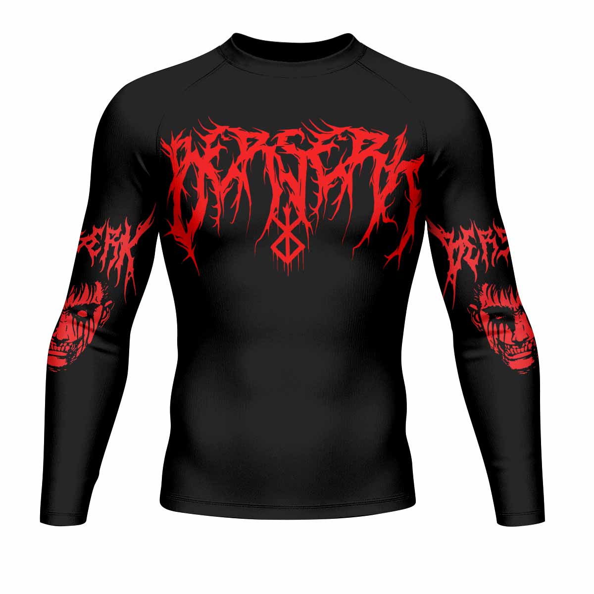 Berserk Metal Skull Knight Men's Rash Guard Long Sleeve - front view mockup