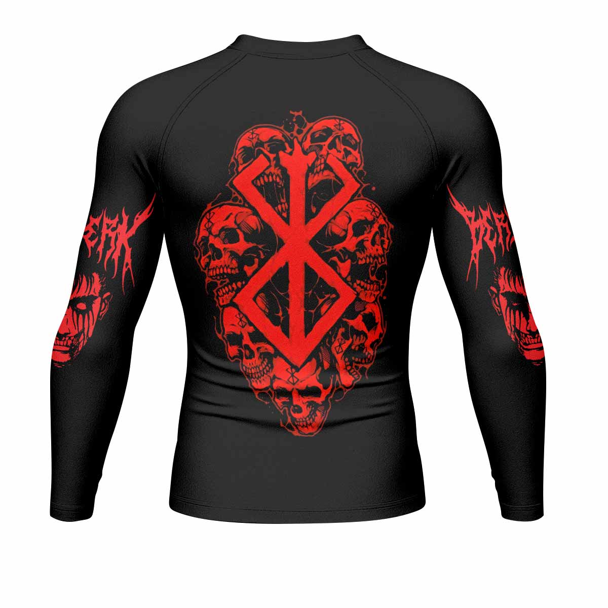 Berserk Metal Skull Knight Men's Rash Guard Long Sleeve - back view mockup