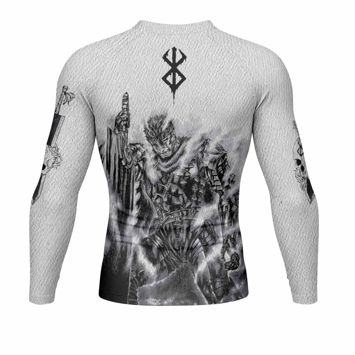 Berserk Metal Guts Men's Rash Guard Long Sleeve - back view mockup