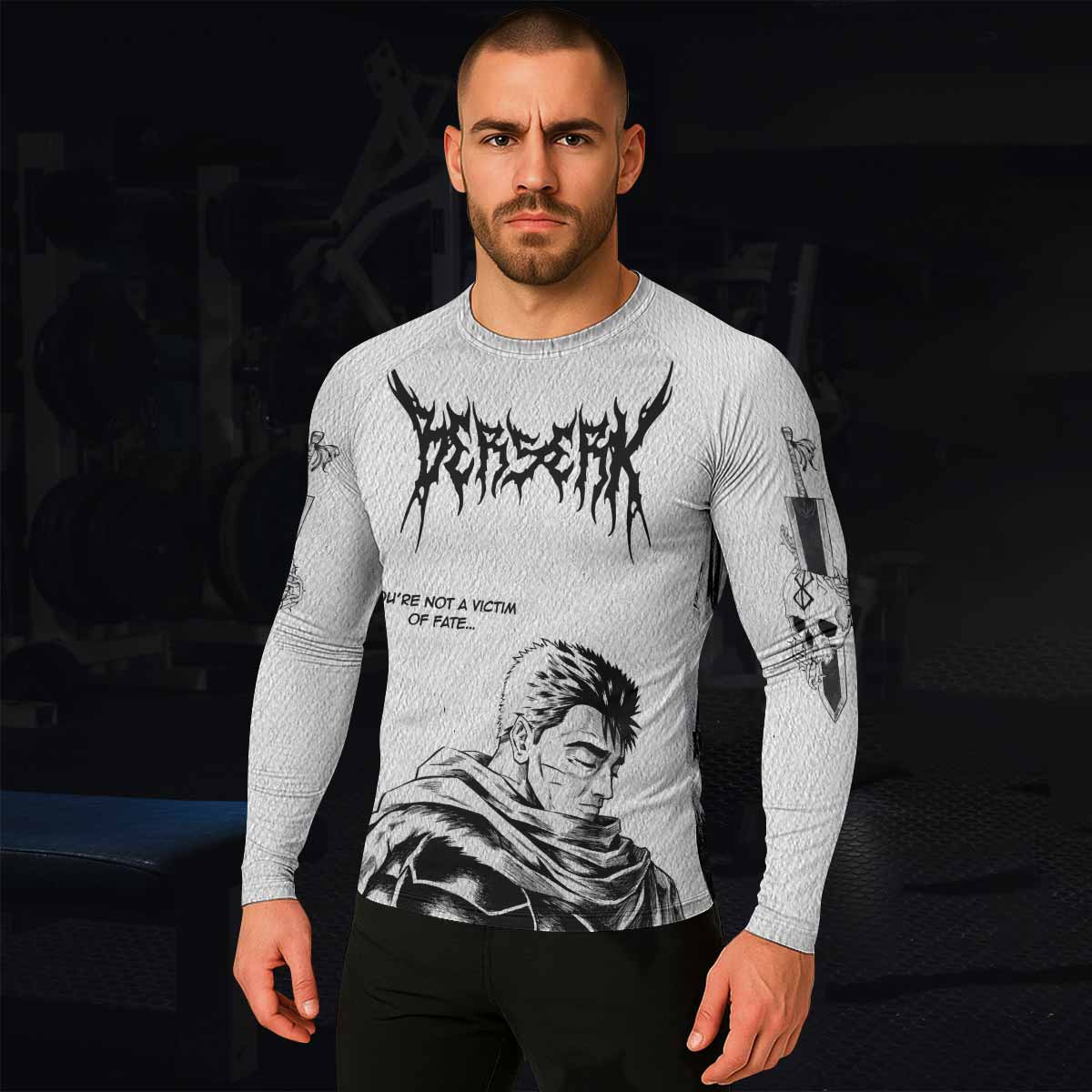 Berserk Metal Guts Men's Rash Guard Long Sleeve - lifestyle view