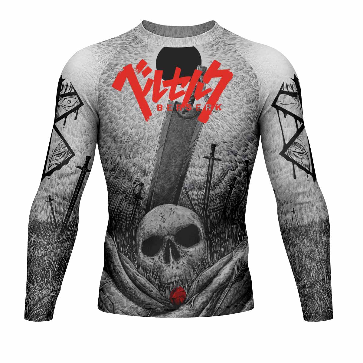 Berserk Eclipse Men's Rash Guard Long Sleeve - front view mockup