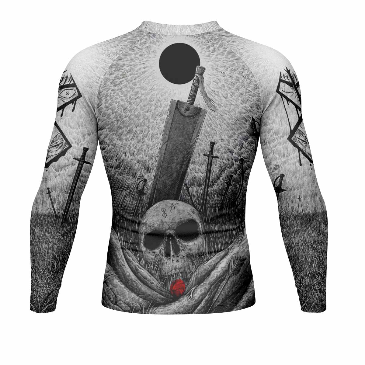 Berserk Eclipse Men's Rash Guard Long Sleeve - back view mockup