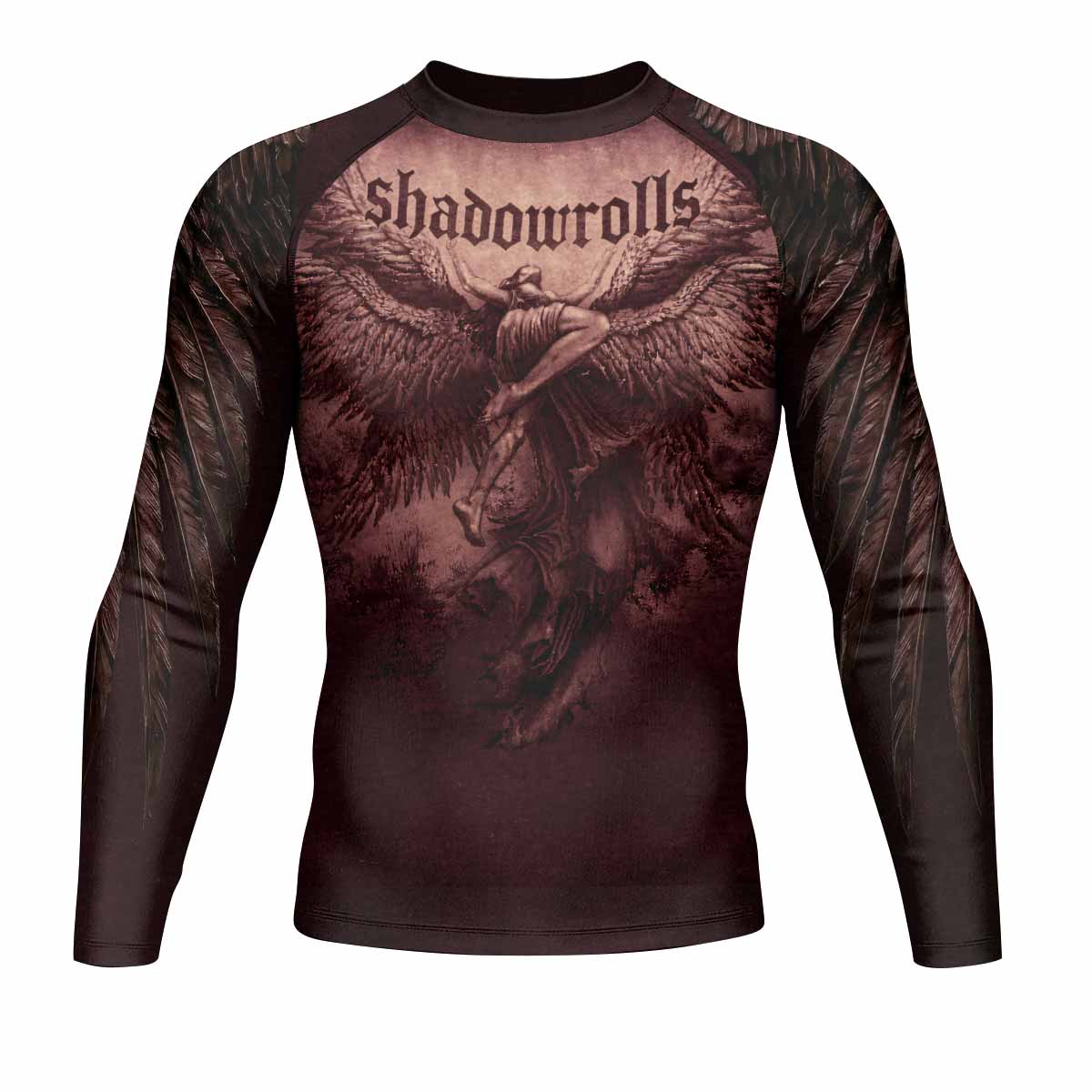 Bones of Grace Dark Angel Men's Rash Guard Long Sleeve - front view mockup