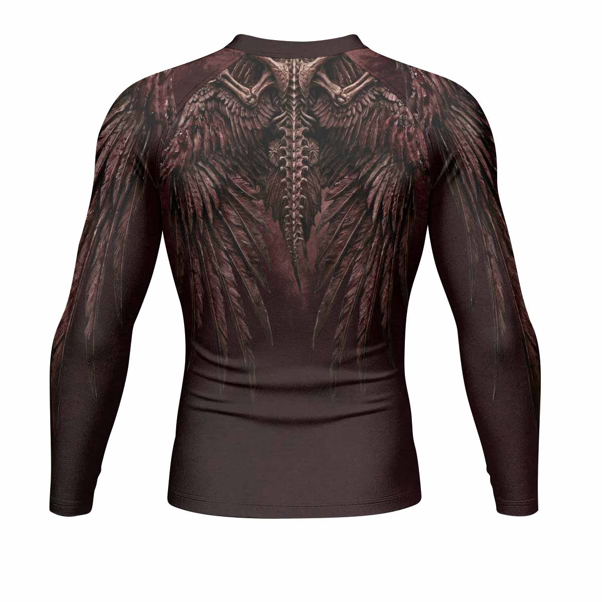 Bones of Grace Dark Angel Men's Rash Guard Long Sleeve - back view mockup