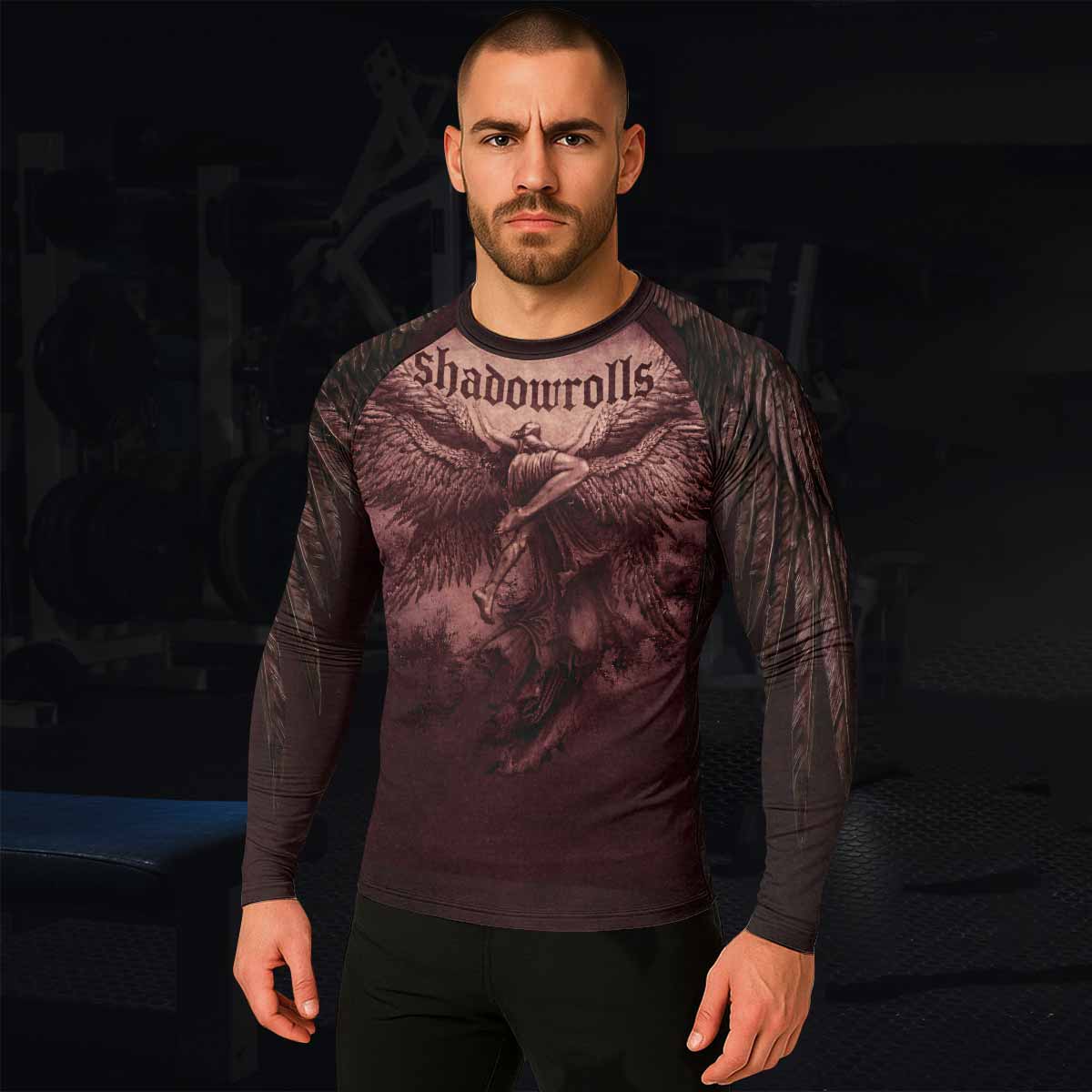 Bones of Grace Dark Angel Men's Rash Guard Long Sleeve - lifestyle view
