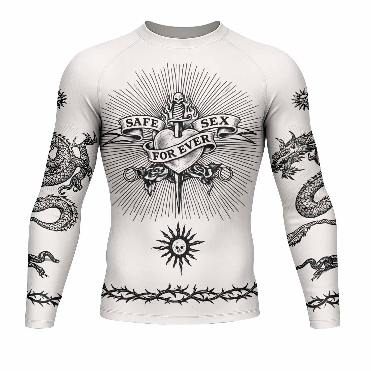 Dragon Tattoo Men's Rash Guard Long Sleeve - front view mockup