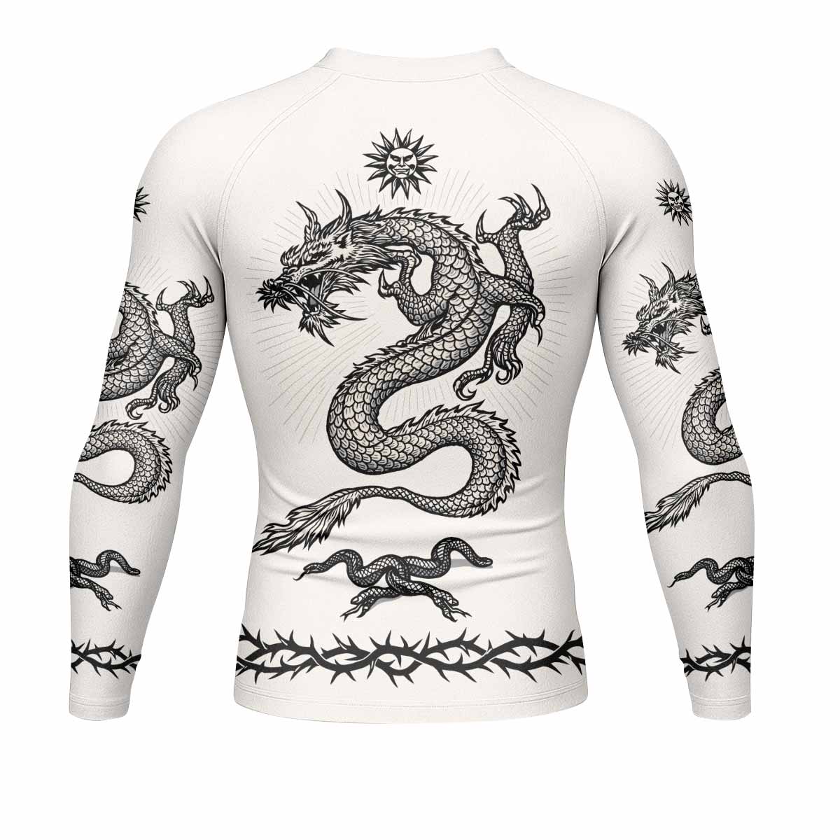 Dragon Tattoo Men's Rash Guard Long Sleeve - back view mockup
