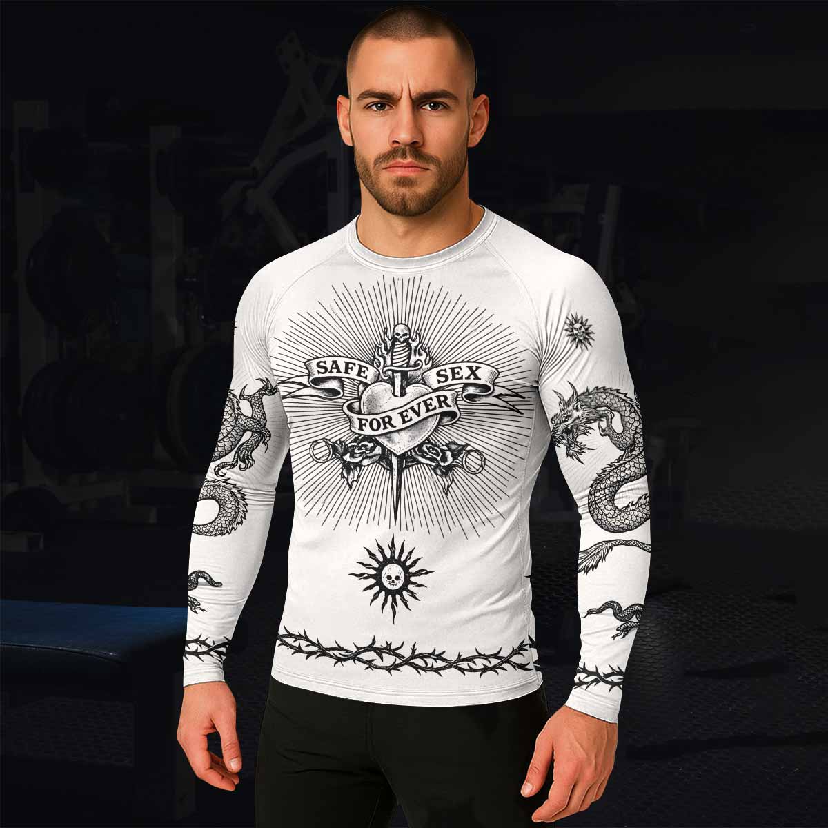 Dragon Tattoo Men's Rash Guard Long Sleeve - lifestyle view