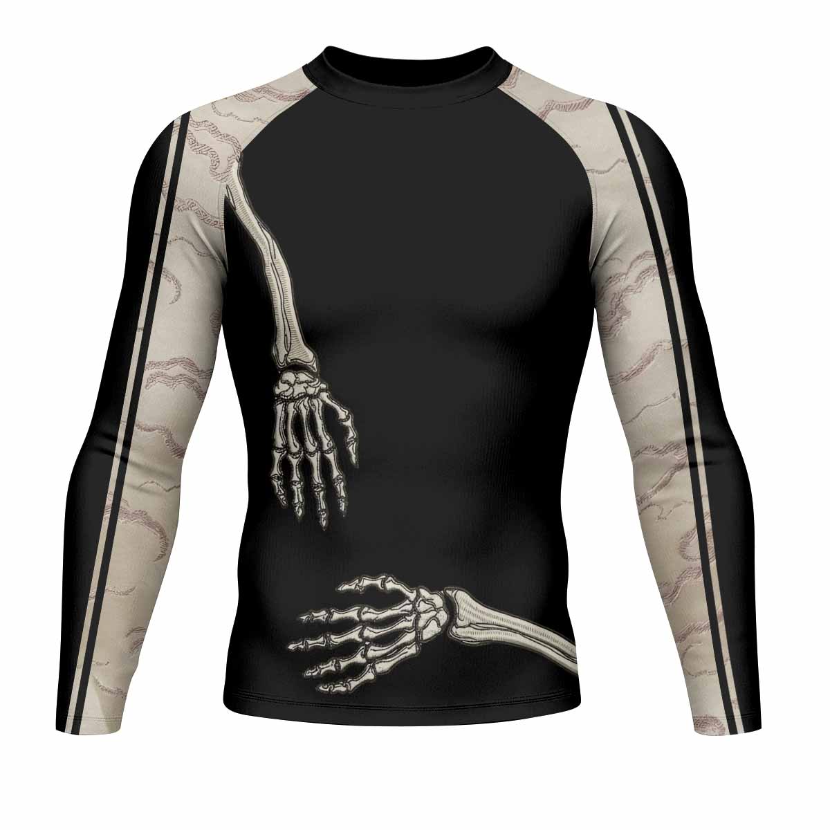 Bare Bones Skeleton Men's Rash Guard Long Sleeve - front view mockup
