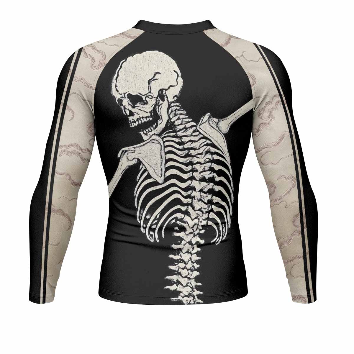 Bare Bones Skeleton Men's Rash Guard Long Sleeve - back view mockup